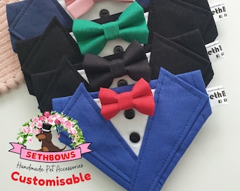 Custom Dog Tuxedo Bandana, Wedding Outfit, Ring Bearer