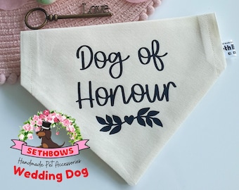 Dog of Honour Bandana, Wedding Gift, Pets, Wedding, Dog Lash, Dog Collar, Bride, Bridesmaid, Wedding Decorations, Engagement, Personalized