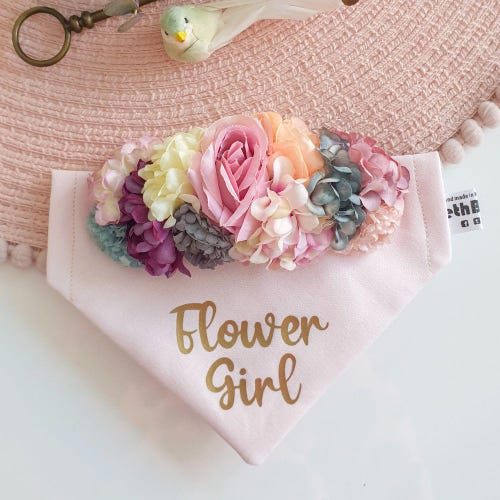 Bröllopshundbandana – Blomsterflicka-outfit, hedershundsaccessoar för brudtärnevalp