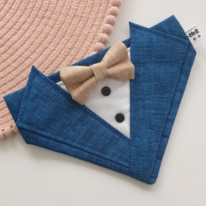 Bandana de esmoquin azul hawaiano para perro, hecha a mano: traje de boda de lino