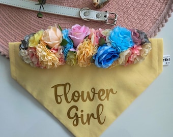 Wedding Dog Bandana – Lemon Flower Girl Outfit, Dog of Honour Accessory for Bridesmaid Pup