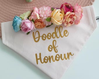 Personalized Dog Wedding Bandana – Flower Girl Outfit, Handmade Cotton Pet Collar