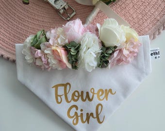 Wedding Dog Bandana – White Flower Girl Outfit, Dog of Honour Accessory for Bridesmaid Pup