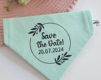 Save the Date Dog Bandana – Cotton Wedding Announcement Accessory