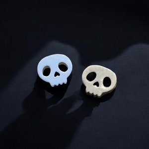 Tiny Skull Accent Charm Embellishments in Sterling Silver or Brass - Soldering and Jewelry Making Components