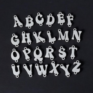 Sterling Silver Alphabet Letter Connector Charms • Retro Font Initial Links • Personalized Jewelry Supplies • Sterling Silver Findings