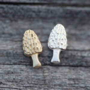 Morel Mushroom Tiny Accent Embellishments Charms in Sterling Silver or Brass - Soldering and Jewelry Making Components