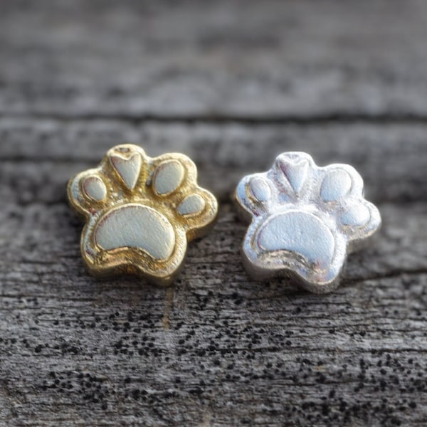 Cat Paw Heart Animal Dog Accent Embellishments in Sterling Silver or Brass - Soldering and Jewelry Making Components