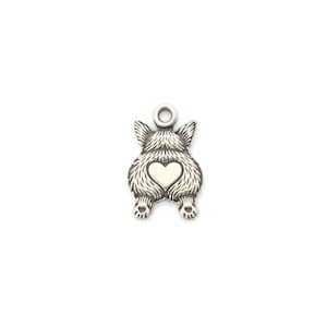 Charm pendentif cul de corgi en argent sterling • Fourniture de bijoux pour chien • Charme pour amoureux des animaux de compagnie • Bijoux à faire soi-même amusants