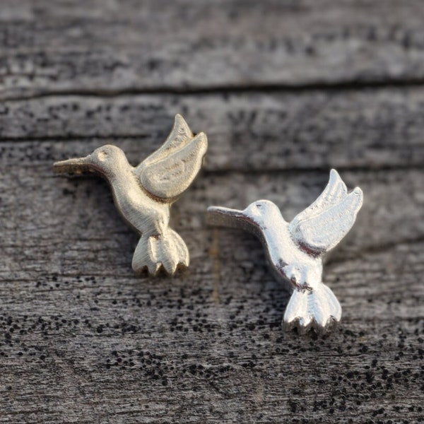 Hummingbird tiny Accent Embellishments Charms in Sterling Silver or Brass - Soldering and Jewelry Making Components