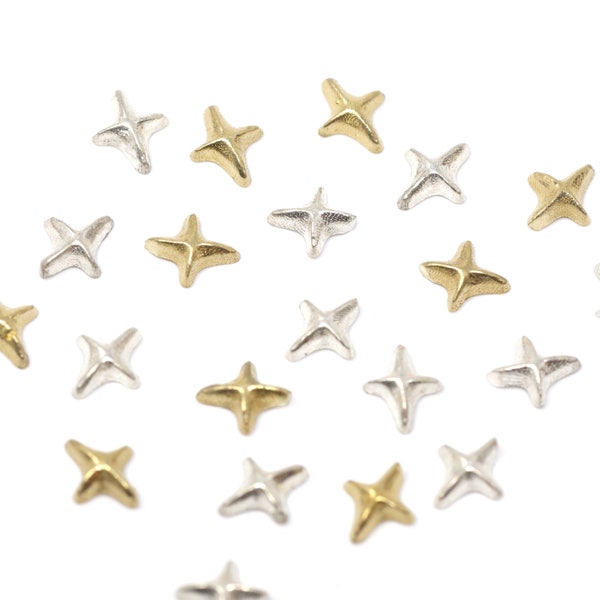 Tiny Star Accent Embellishments in Sterling Silver or Brass - Soldering and Jewelry Making Components