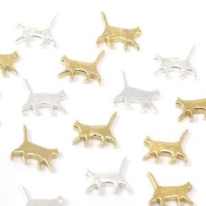 Tiny Cat Accent Embellishments in Sterling Silver or Brass - Soldering and Jewelry Making Components