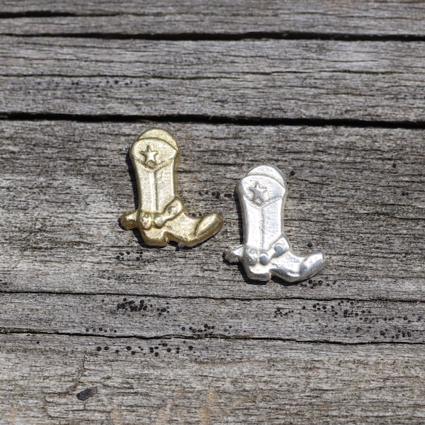 Cowboy Boots Accent Embellishments in Sterling Silver or Brass - Soldering and Jewelry Making Components