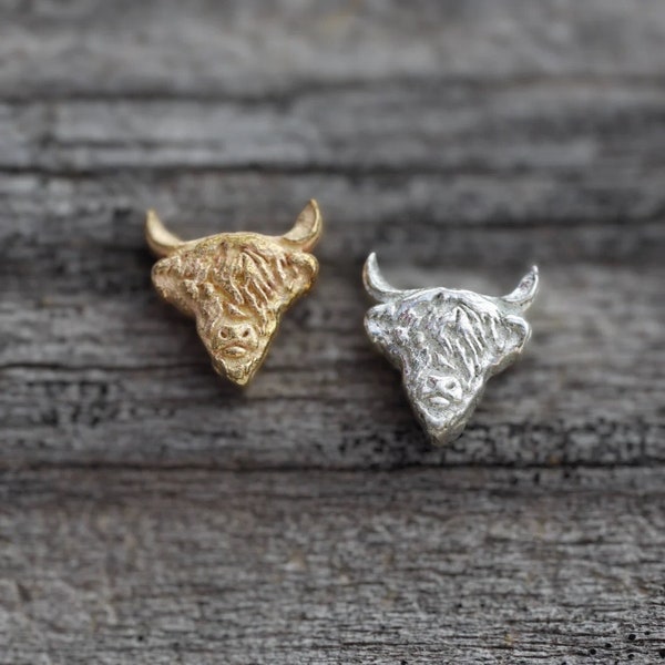 Highland cow  Accent Embellishments in Sterling Silver or Brass - Soldering and Jewelry Making Components