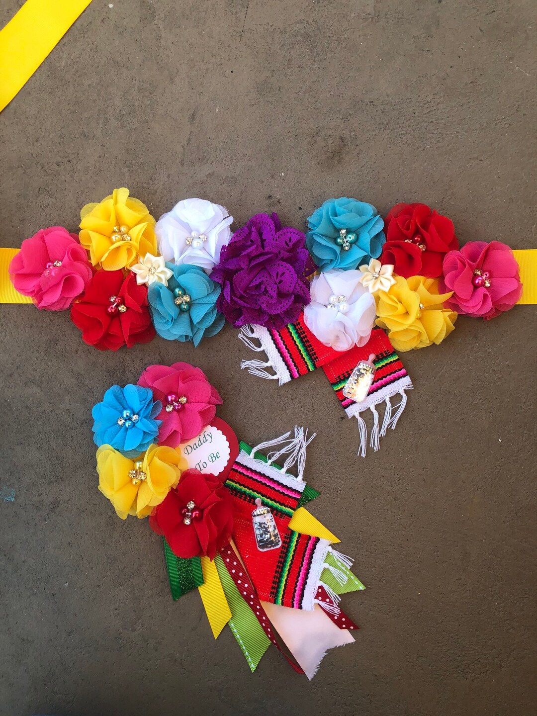 Fiesta Flower Belt Baby Shower Corsage Fiesta Flower Belt Etsy