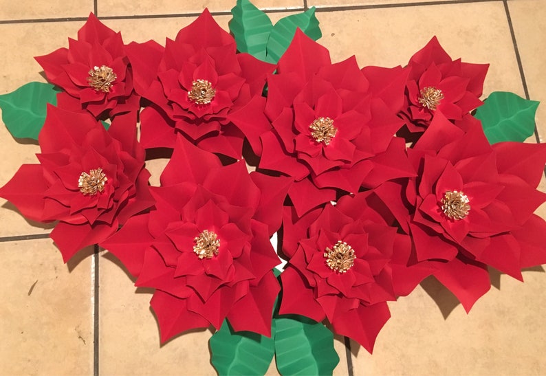 Christmas Poinsettia Wall Paperflower Decor Holiday Red Poinsettias Poinsettia Flowers Holiday Flowers Christmas Wall Decoration