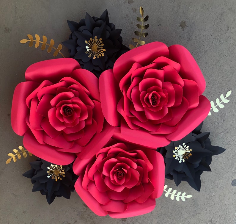 Rose Paper Flower / Paper Flower Backdrop /Birthday Paper Etsy