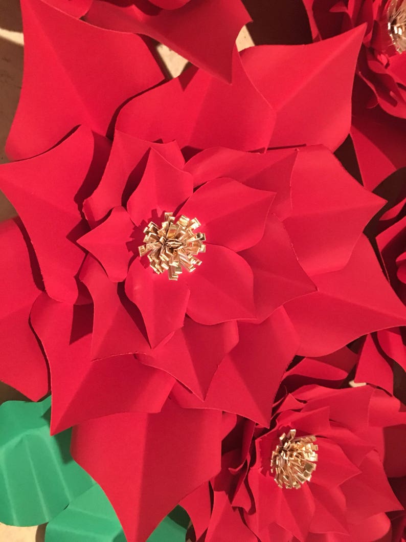 Christmas Poinsettia Wall Paperflower Decor Holiday Red Poinsettias Poinsettia Flowers Holiday Flowers Christmas Wall Decoration