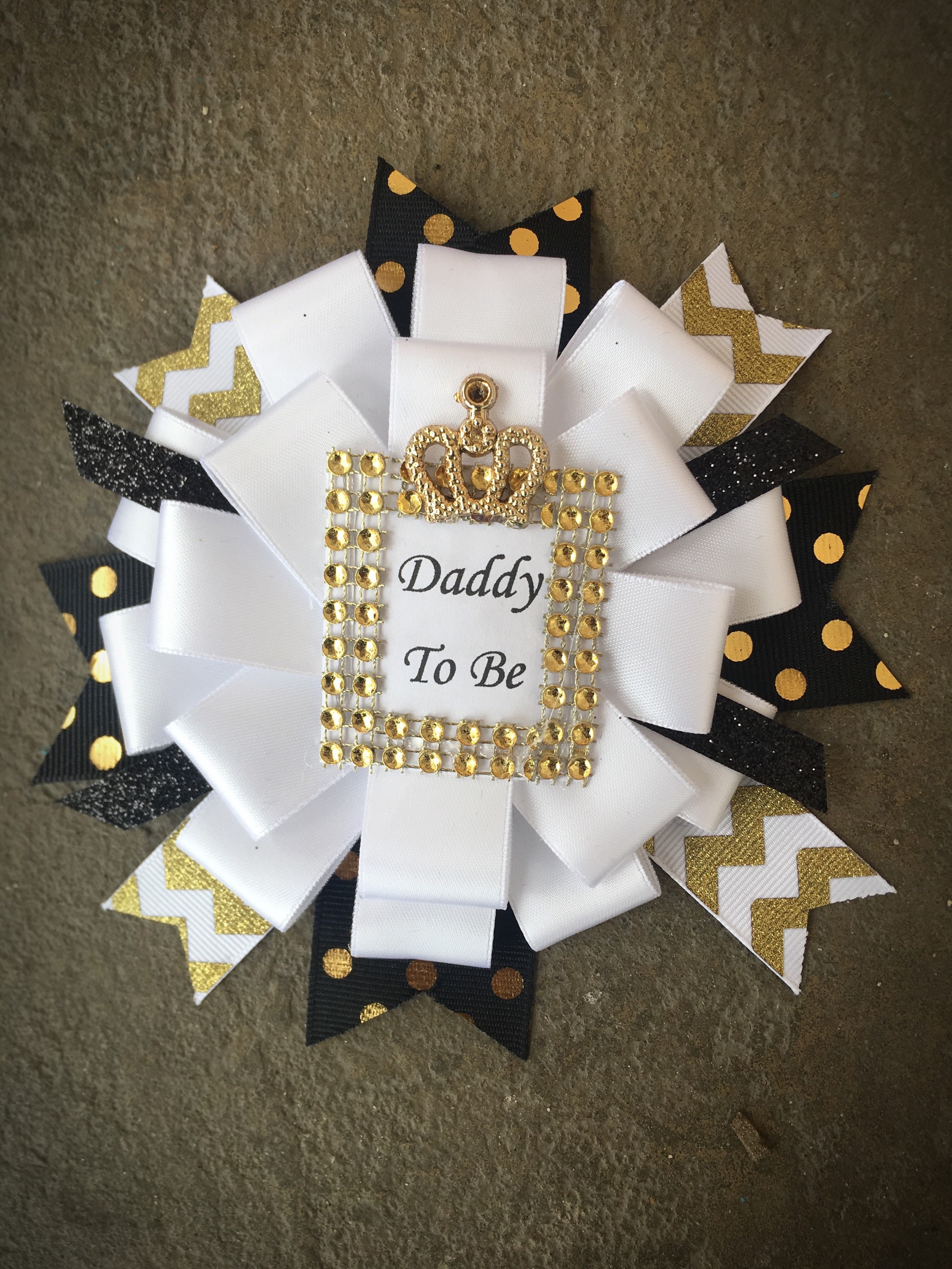 Black and Gold Baby Shower Corsage Mommy to Be Gold White and Etsy