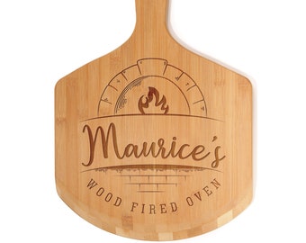 Personalized Custom Engraved Bamboo Oven/Pizza Peel - Wood Fired Oven