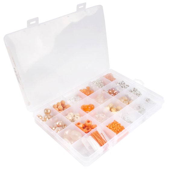 Bead Kits for Jewelry Making 1300pcs Bead Craft Set DIY Bracelets,  Necklaces, and Earrings Shades of Orange 