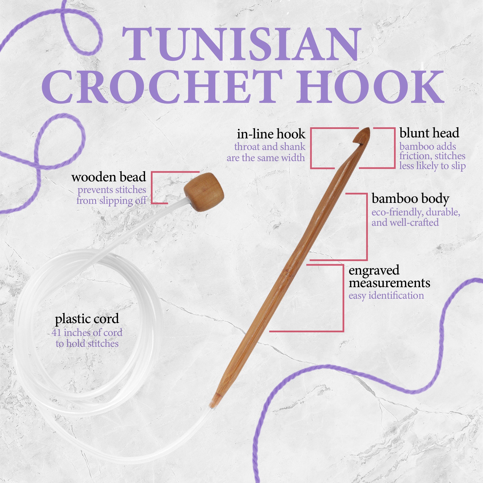 Jubileeyarn Double Sided Bamboo Tunisian Crochet Hooks Set 