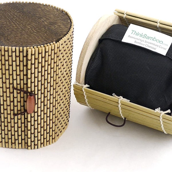 Granulated Bamboo Charcoal Odor Absorber Bag in Decorative 4" Cylinder