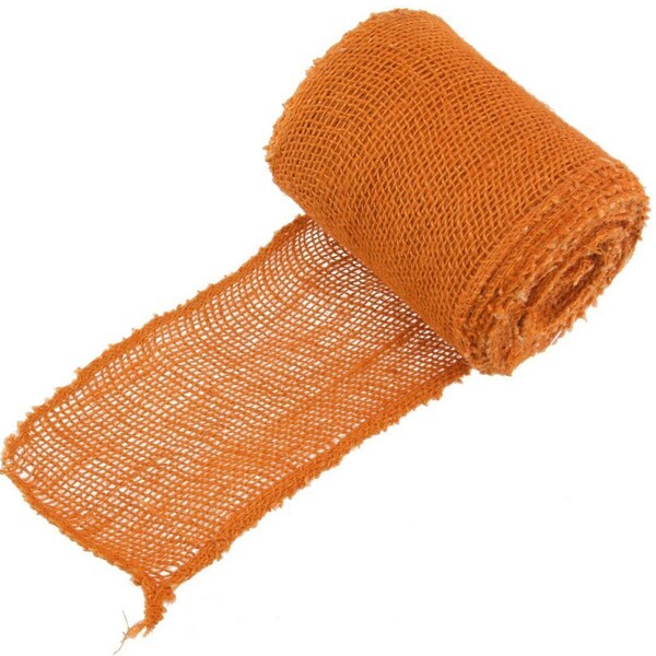 Orange 5.5" Inch Wide Burlap Fabric Ribbon Roll, 10 Yards Jute