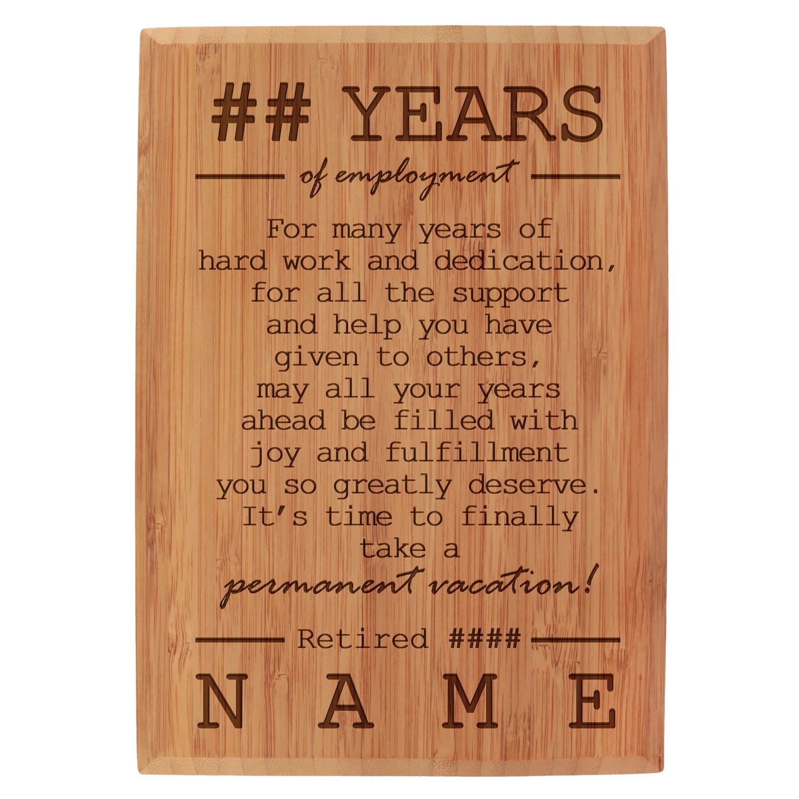 Custom Laser Engraved Retirement Plaque Custom Name Year Etsy