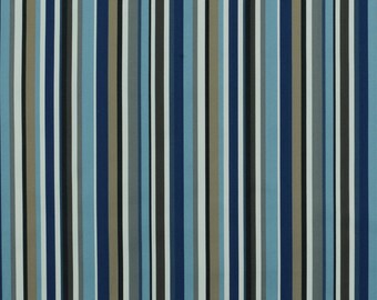 SAMPLE SWATCH Covington Solution Dyed Performance Outdoor/Indoor Upholstery Fabric Reef Stripe 51 Denim