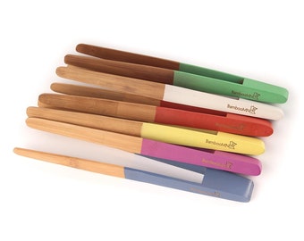 Premium 10" Reusable Bamboo Kitchen "A" Toast Tongs For Cooking & Holding - Various Colors