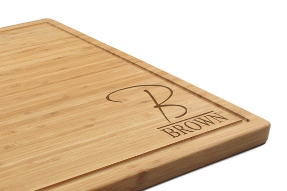 Personalized Bamboo Cutting Boards Monogram Script Thin -  Norway