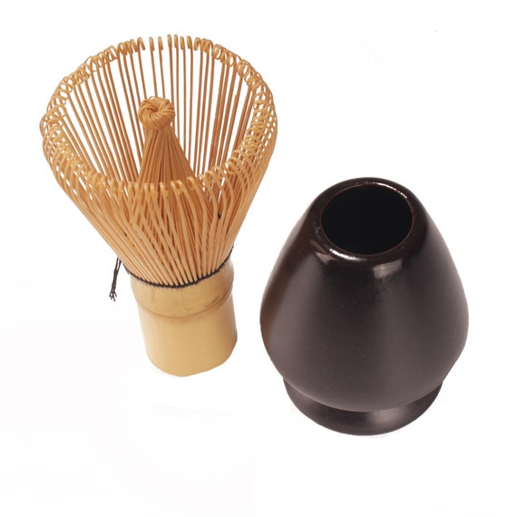 BambooMN Brand - Matcha Bowl Set (Includes Bowl, Rest, Tea Whisk, Chasaku,  & Tea Spoon) 1 Set Black