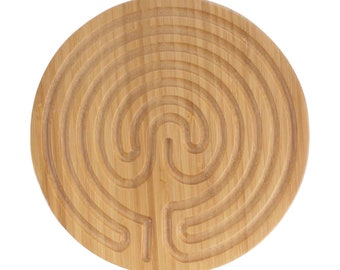 Small 6"  Cretan Style Finger Labyrinth Prayer Meditation Bamboo Wood