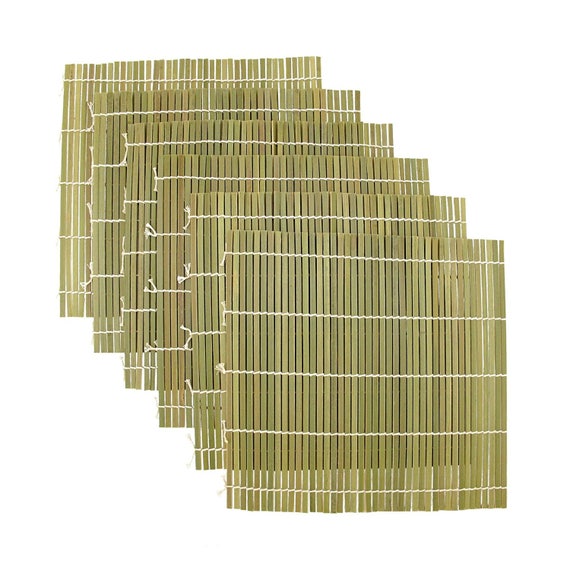 Green Bamboo Sushi Rolling Mats 9 5 X 9 5 Etsy