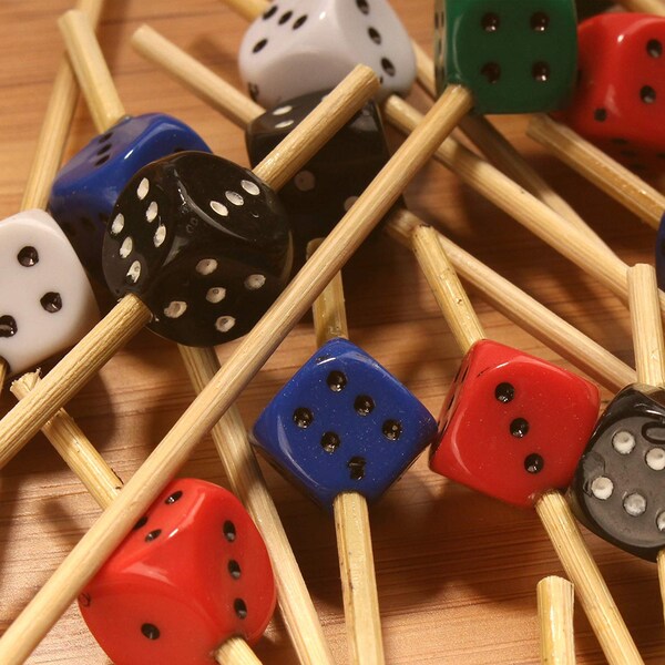 5.9" Decorative Dice Party End Bamboo Cocktail Fruit Sandwich Picks Skewers for Catered Events, Restaurants or Buffets Party Supplies