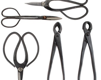 Bonsai 5pc Shear Set - Concave Cutter, Knob Cutter, 2 styles of heavy duty shear, trimming shears