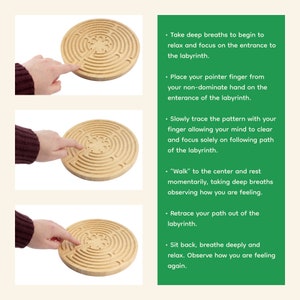 Bamboo Wood Finger Labyrinth Prayer Maze 12.5 Diameter Chartres Style 7 ...
