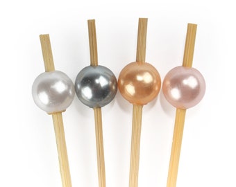 3.9" Decorative Pearl End Cocktail Fruit Sandwich Picks Skewers for Catered Events, Holiday's, Restaurants or Buffets Party Supplies