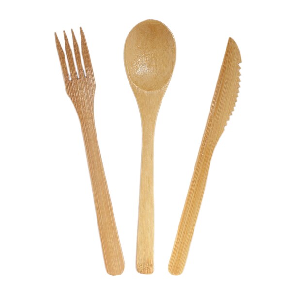 Reusable Bamboo Cutlery Utensils Set - Bamboo Fork, Spoon, and Knife Flatware