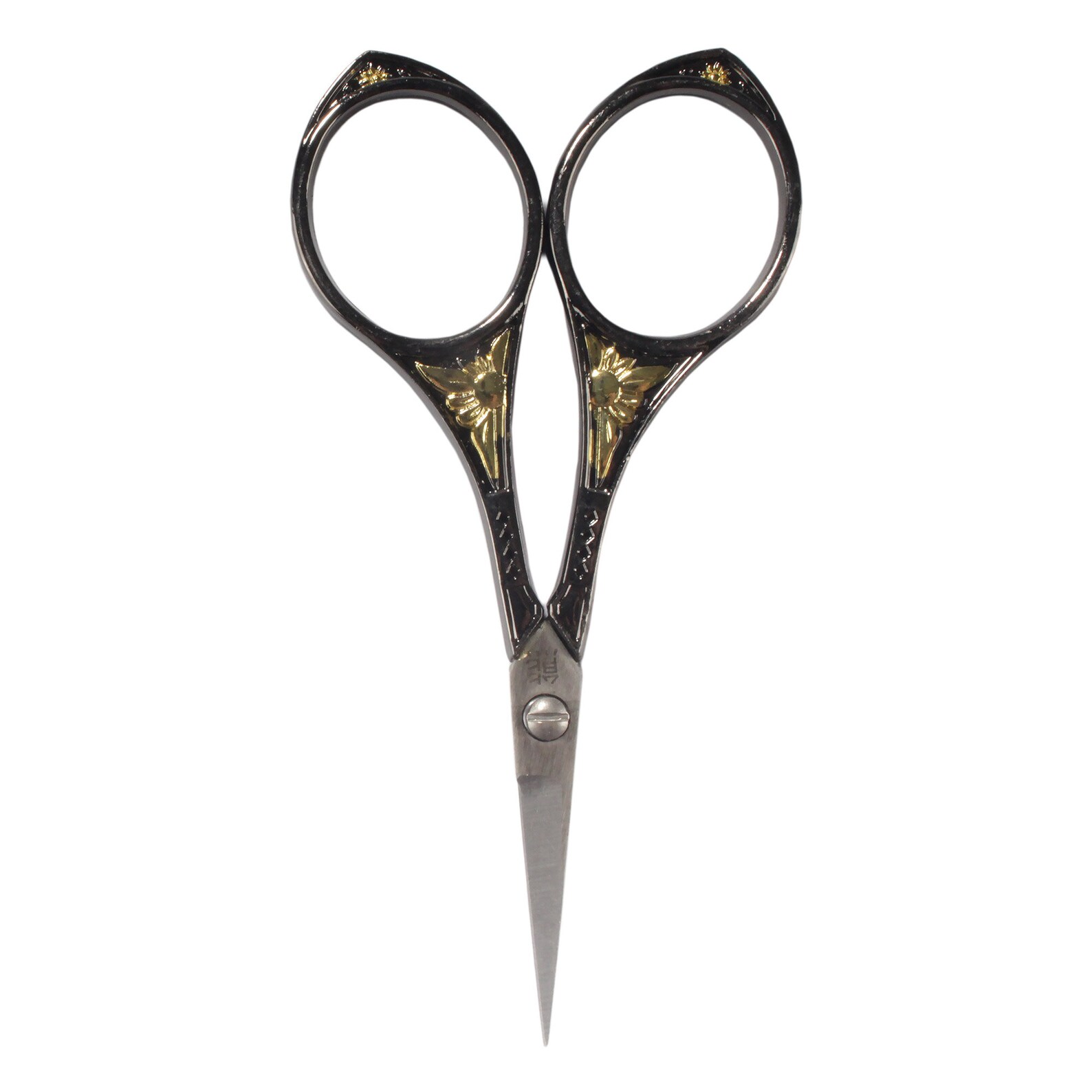 Antique Style Embroidery Scissors - Silver Leg-Shaped Handles, 4 1/8" Long, Sharp Pointed Blades