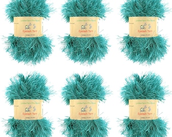 Eyelash Yarn - 6 x 50g Skeins - Teal
