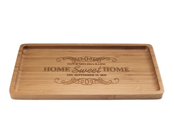Personalized Custom Engraved Bamboo Serving Tray - Home Sweet Home