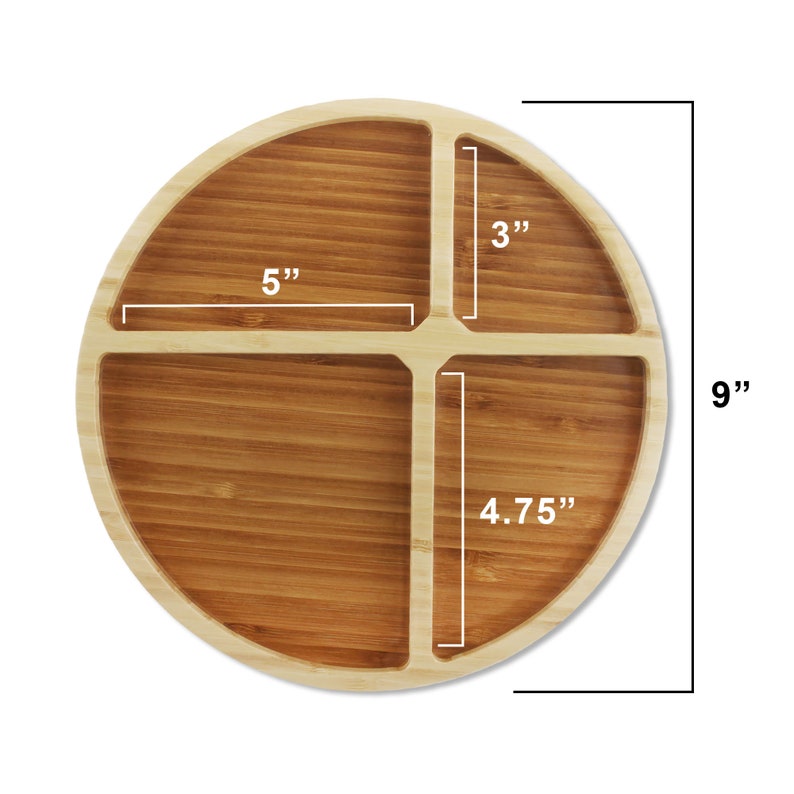 Bamboo Portion Control Plates Ecoware Reusable Dinnerware Divided Plates for Adults and Kids 3 Styles image 5