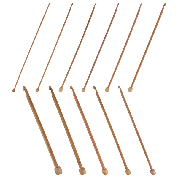 JubileeYarn 9.5" 11pc Bamboo Crochet Hooks Set