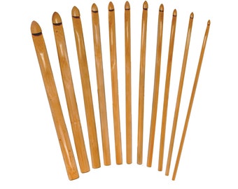 JubileeYarn 6" 11pc Bamboo Crochet Hooks Set