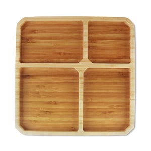 Bamboo Portion Control Plates Ecoware Reusable Dinnerware Divided Plates for Adults and Kids 3 Styles Square