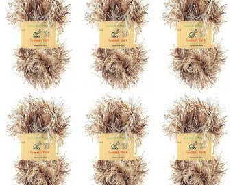 Eyelash Yarn - 6 x 50g Skeins - Caramel