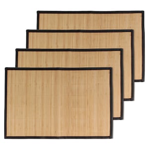 Bamboo Slat Placemat With Fabric Border - 3 Colors