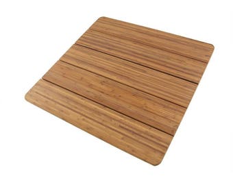 Large Bamboo Bath Mat Shower Sauna 28" x 28" Square